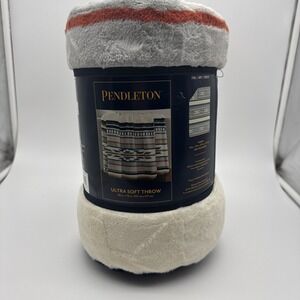 Pendleton Ultra Soft Throw Blanket Saltillo Stripe Blue Orange 50x70 Western NEW